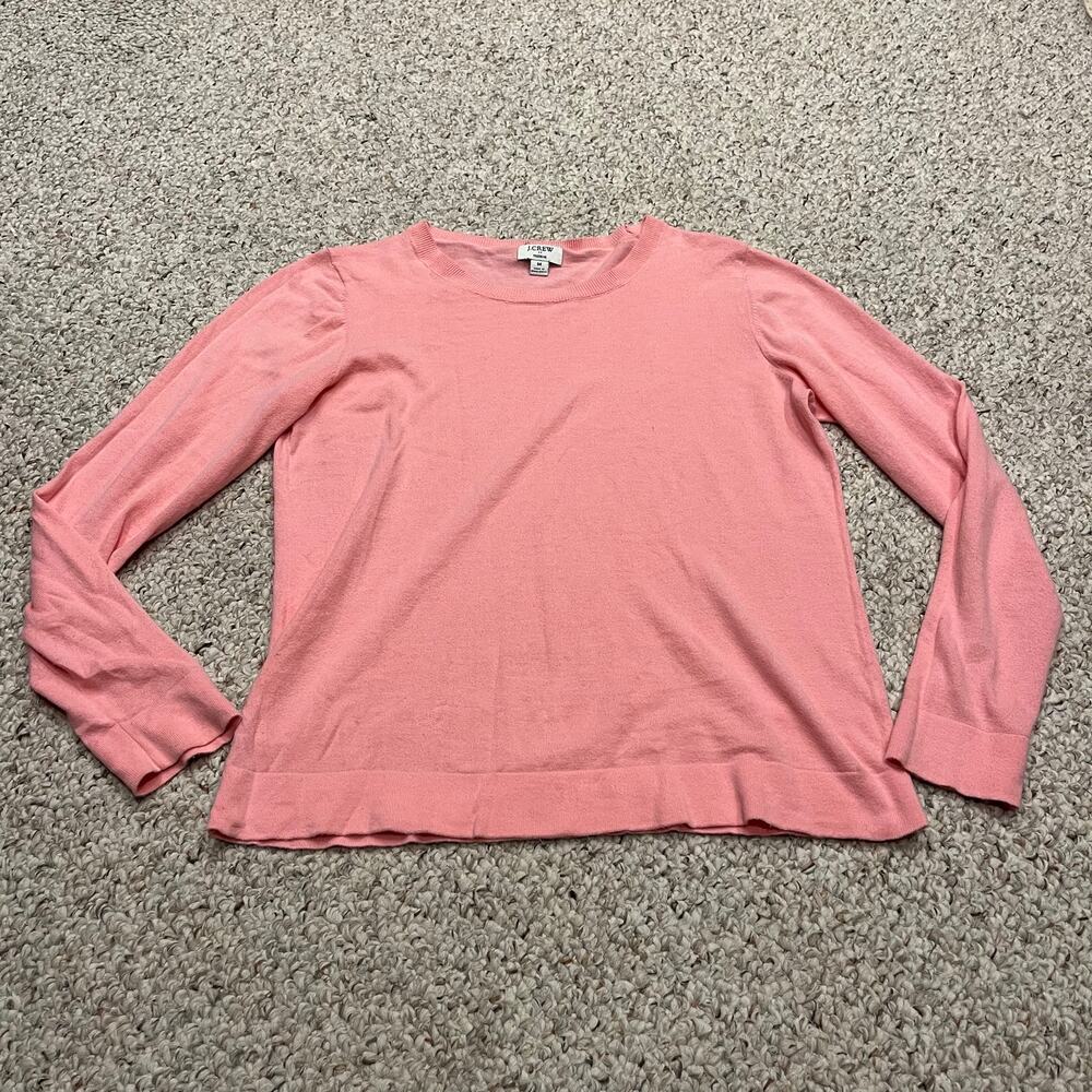 J Crew Teddie Sweater M Pink Preppy Classic Casual Normcore Long Sleeve
